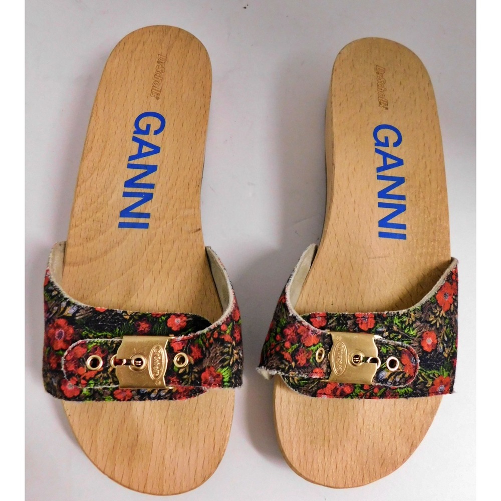 Dr Scholls Ganni Bella‎ Floral Sandal Slide Floral Wood  Sz 9M